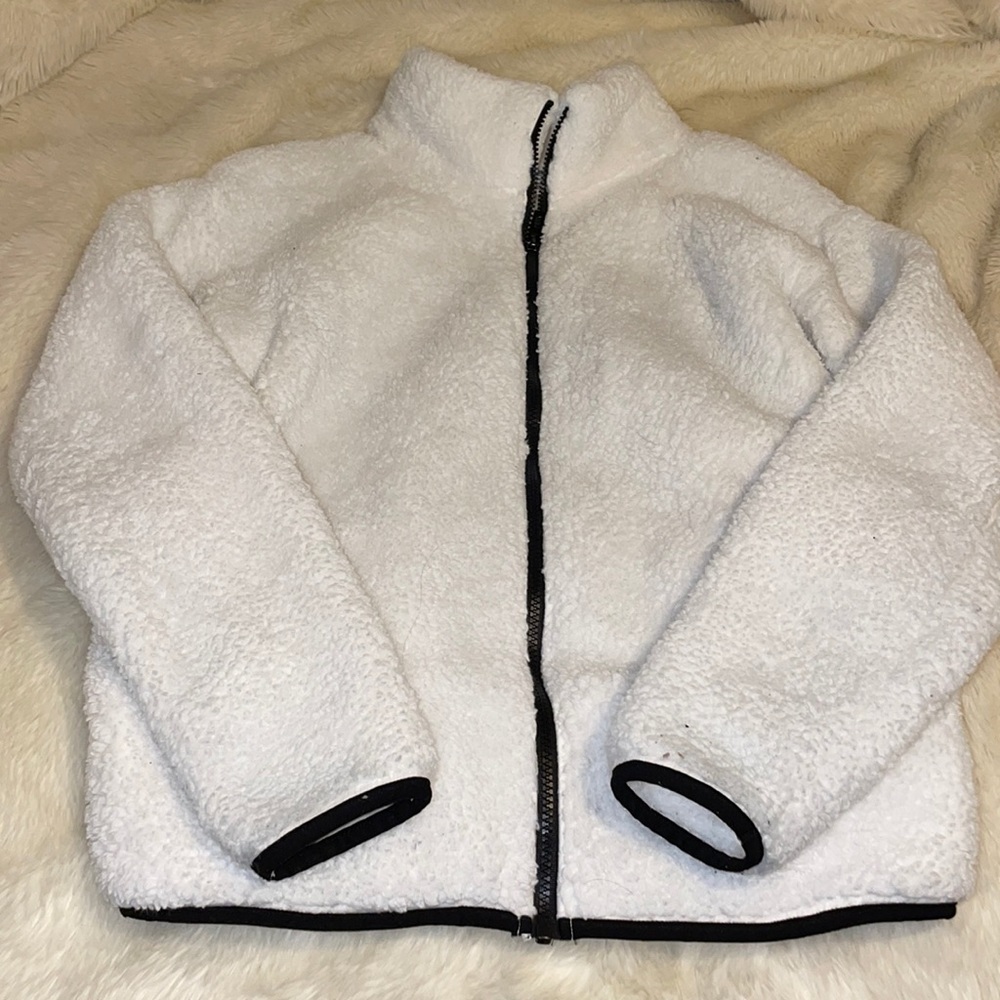 VS PINK WHITE TEDDY SHERPA FULL ZIP JACKET - Picture 4 of 7